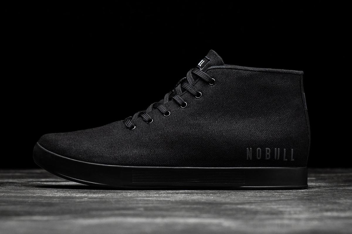 Nobull Canvas Mid Men's Trainers Black | Australia (WY1436)